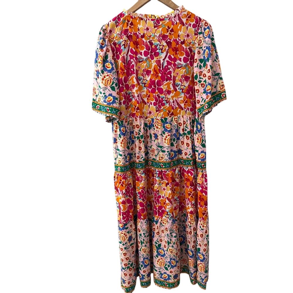 Umgee Mixed Floral Print Tiered Sundress Multicolor Size Large - Picture 5 of 10
